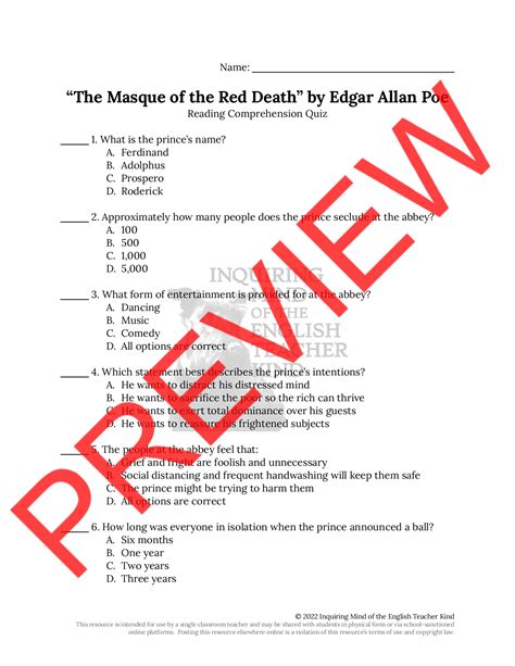 masque of the red death answer key Epub