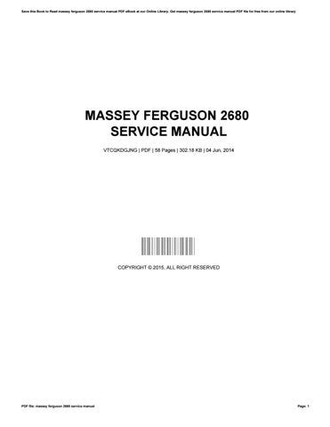 massey ferguson 2680 service manual Kindle Editon