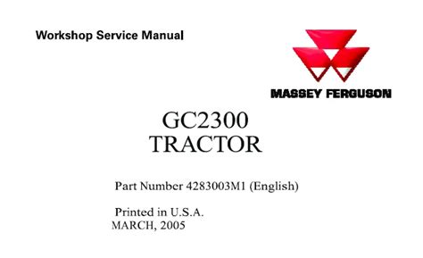 massey ferguson gc2300 service manual Reader