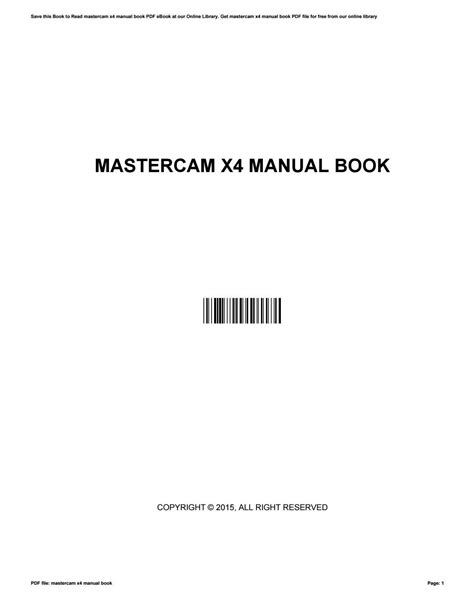 master cam x4 manual Reader