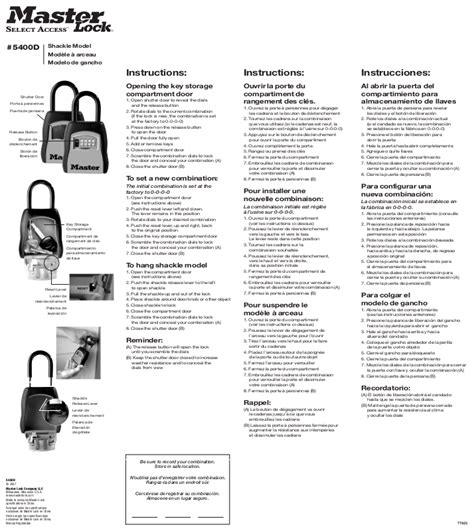 master lock 4691dwd user guide Doc