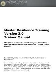 master resilience training manual Doc