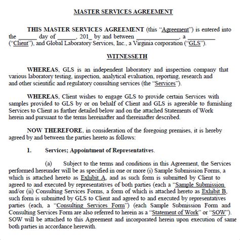 master service agreement template pdf Doc