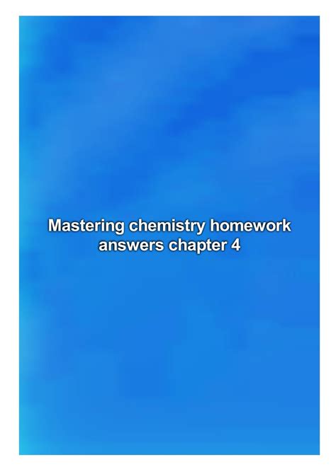 mastering chemistry homework answers answer key PDF