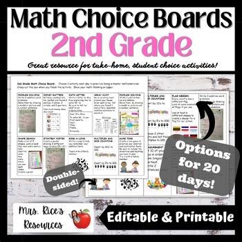 math choice boards 2nd grade Doc