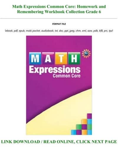 math expressions common core homework and remembering workbook collection grade 6 PDF