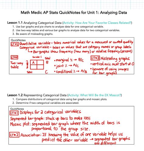 math medic lesson 3.2 ap statistics