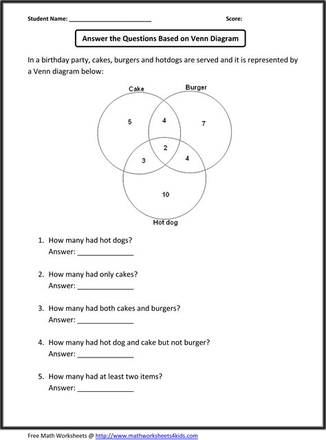 math venn diagram worksheets 2nd grade pdf Doc