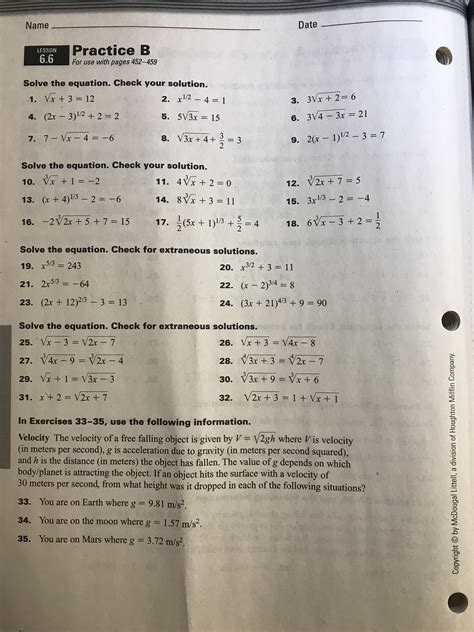 mathbits algebra 2 answers box 6 PDF