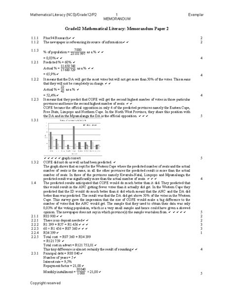 mathematical literacy paper 2 exemplar 2014 Epub