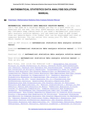 mathematical statistics and data analysis solutions manual PDF