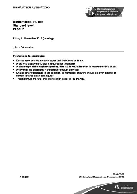 mathematical studies paper 1 tz1 Epub