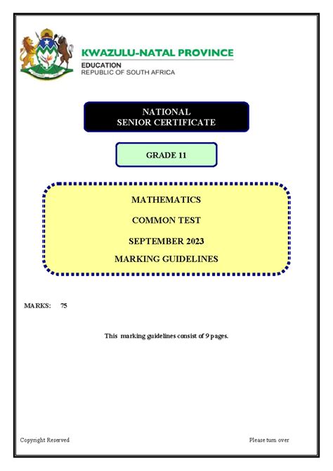 mathematics exemplar examination grade 12 paper 2 memorandum PDF