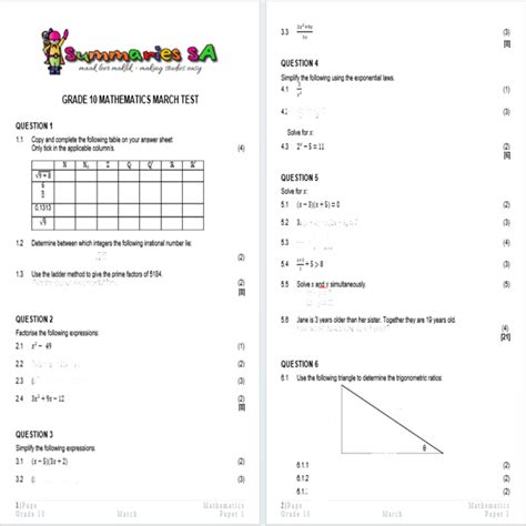 mathematics march common paper 2014 grade 12 Doc
