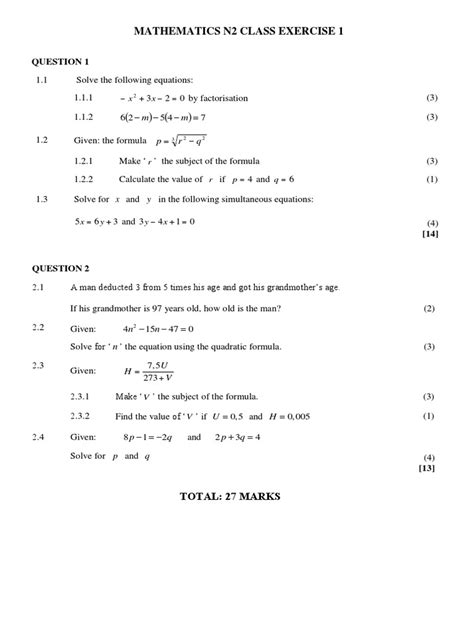 mathematics n2 exam paper Epub
