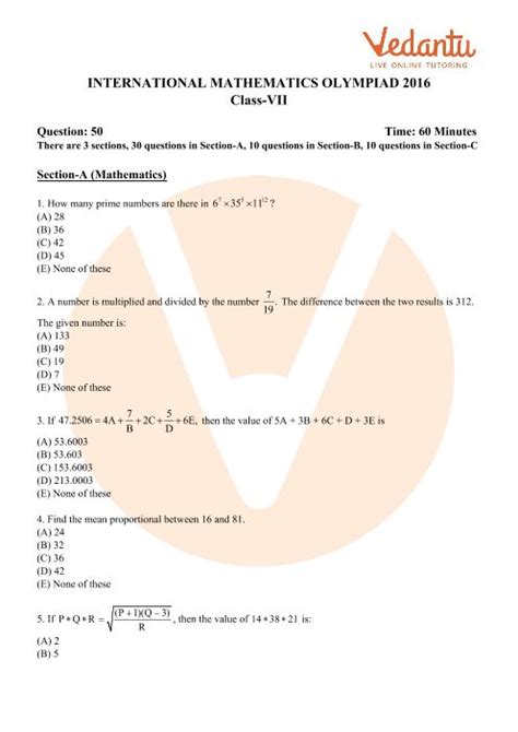 mathematics olympiad question papers PDF