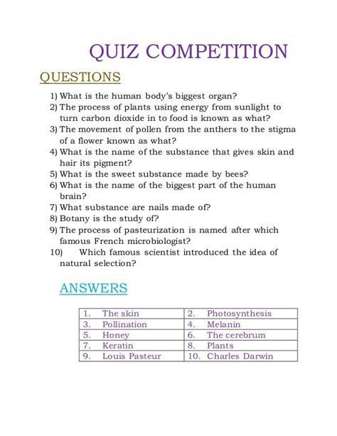 mathematics quiz competition sample questions and answers Epub