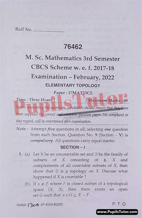 mathematics topology year question papers Kindle Editon