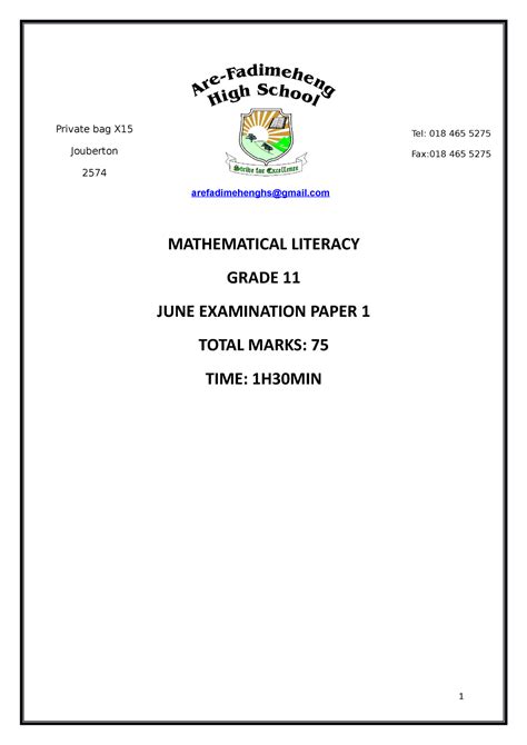 maths literacy grade 11 june exam 2015 paper1 pdf Doc