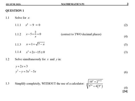 maths paper 1 grade 12 june 2012 memo Doc