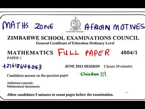 maths paper 1 june 2001zimsec Epub