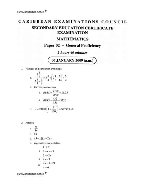 maths paper 2 2009 Reader