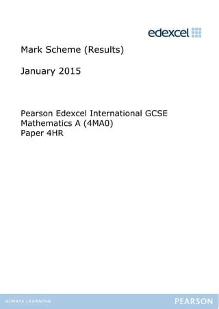 maths paper 4hr monday 12 january 2015 mark scheme PDF