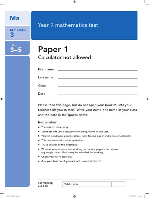 maths test papers ks3 2010 Kindle Editon