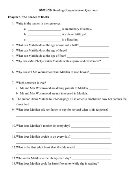 matilda-comprehension-questions-and-answers Ebook PDF