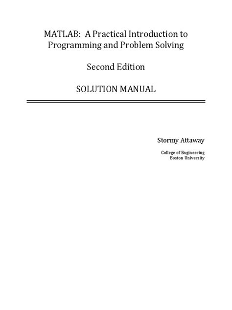 matlab second edition solutions stormy attaway Kindle Editon
