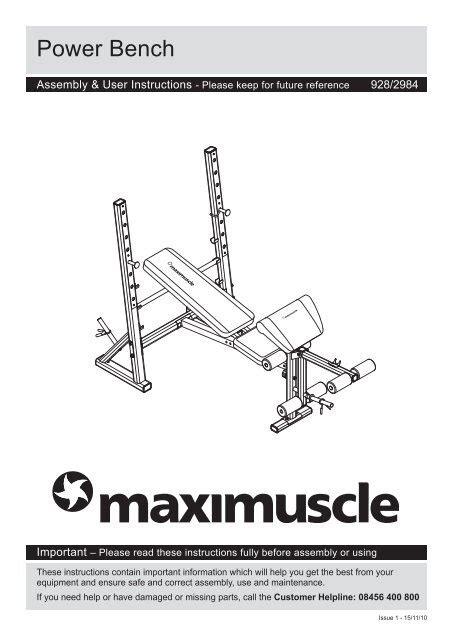 maximuscle jx201 power bench user guide Kindle Editon