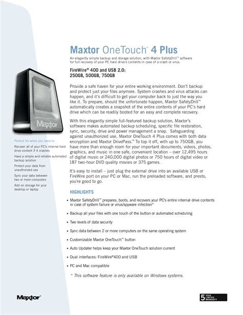 maxtor onetouch 4 plus 500gb storage owners manual Reader