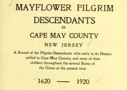 mayflower pilgrim descendants in cape may county new jersey Reader