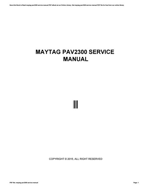 maytag pav2300 manual Epub