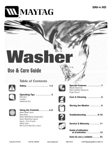 maytag sav205daww service manual PDF