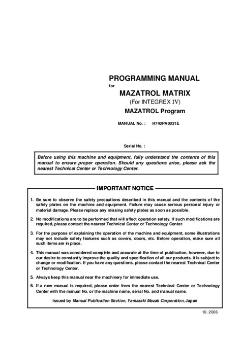 mazatrol matrix programming manual pdf Doc