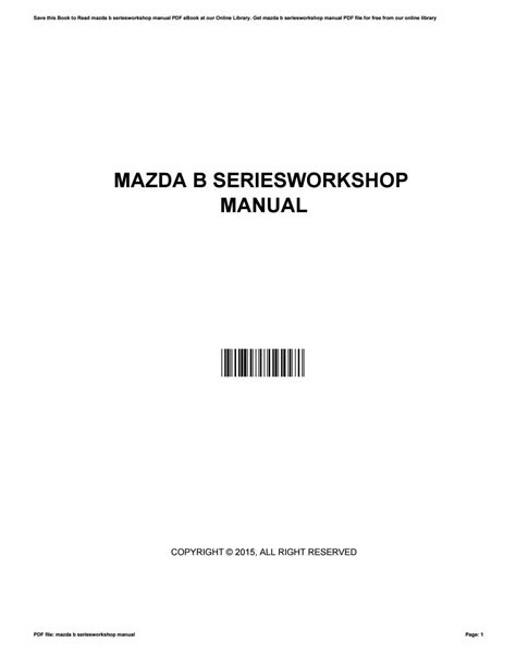 mazda b seriesworkshop manual PDF