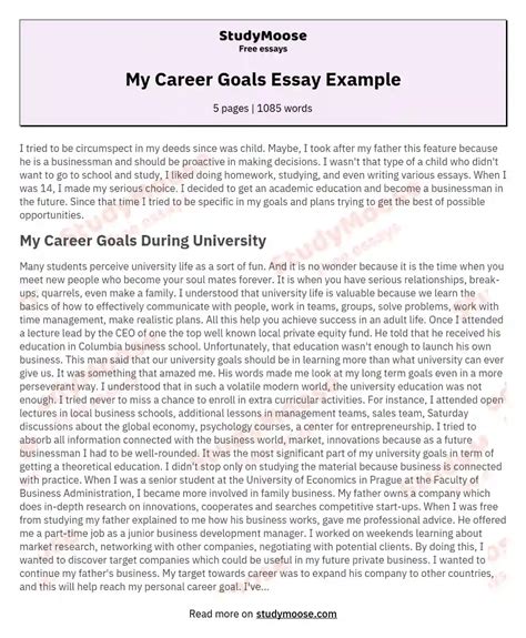 mba career goals essay Doc