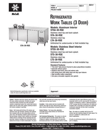 mccall stsa 30 fre freezers owners manual Doc