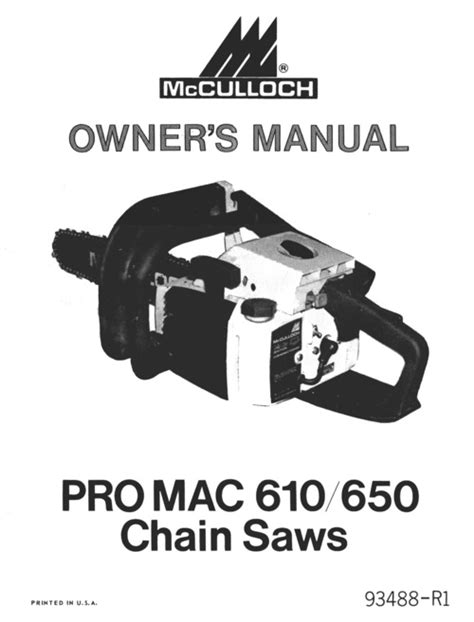 mcculloch chainsaw repair manual 610 Epub