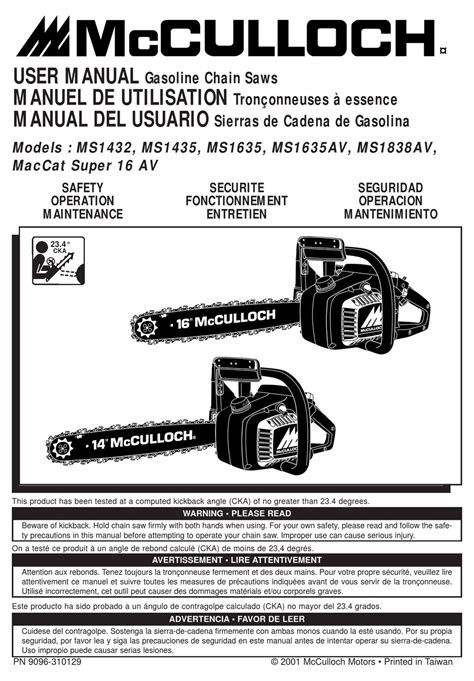 mcculloch mac 325 chainsaw manual Doc