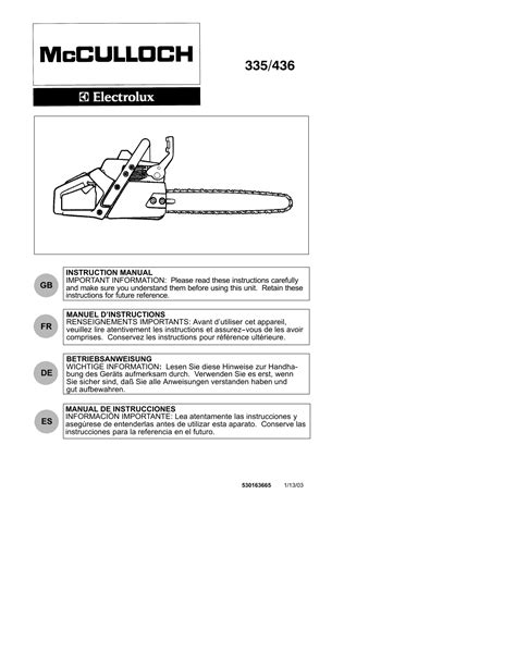 mcculloch mac 335 user manual Reader