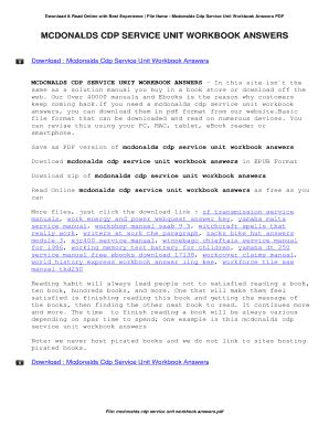 mcdonalds cdp service unit workbook answers Kindle Editon
