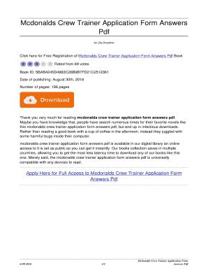 mcdonalds crew trainer application form answers Reader