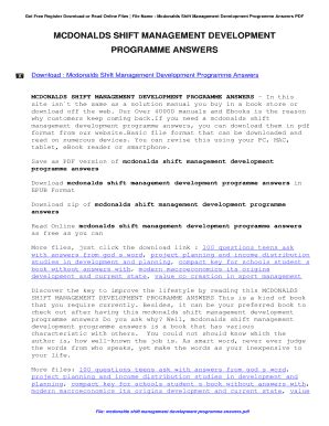 mcdonalds shift management development programme answers PDF