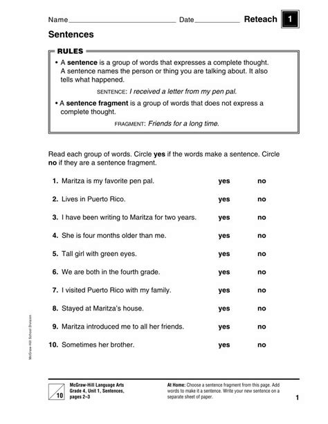 mcgraw hill language arts grade 3 unit 1 sentences page 2 Kindle Editon