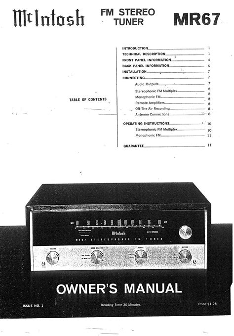 mcintosh mr67 receivers owners manual Reader