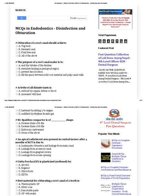 mcqs for endodontics PDF