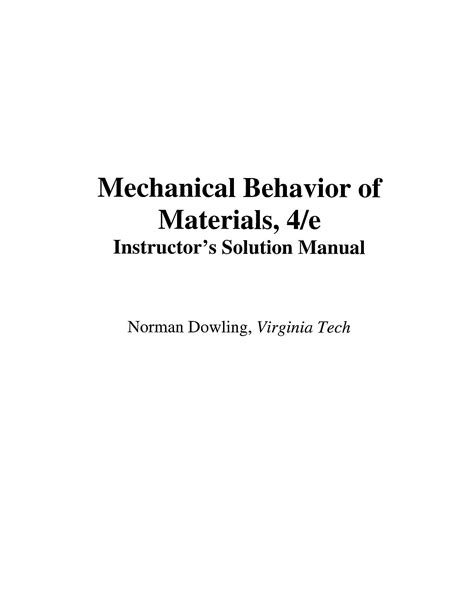 mechanical behavior of materials dowling solution manual Doc