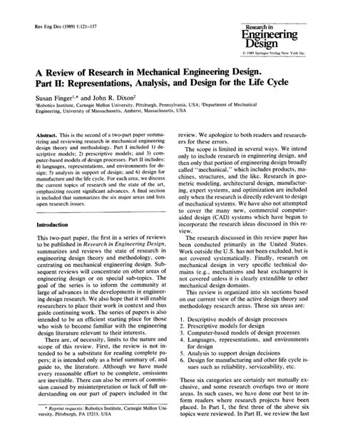 mechanical engineer research paper Reader